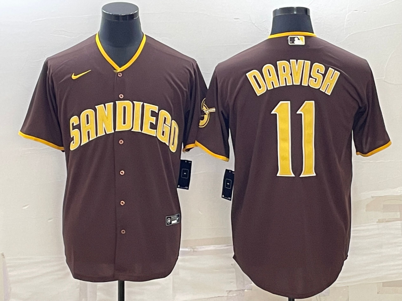 Men's San Diego Padres Yu Darvish #11 Brown Jersey
